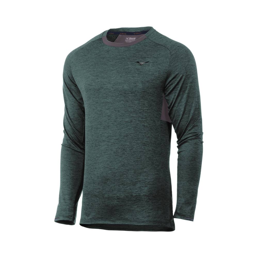 Mizuno Alpha Long Sleeve Férfi Futópóló Zöld PND759138